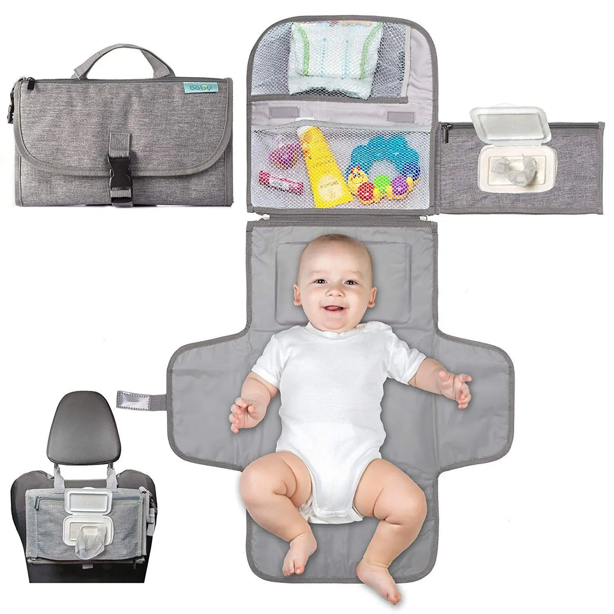 Portable Diaper Changing Pad with Pockets Waterproof Travel Diaper Changing Station Kit Baby Gifts