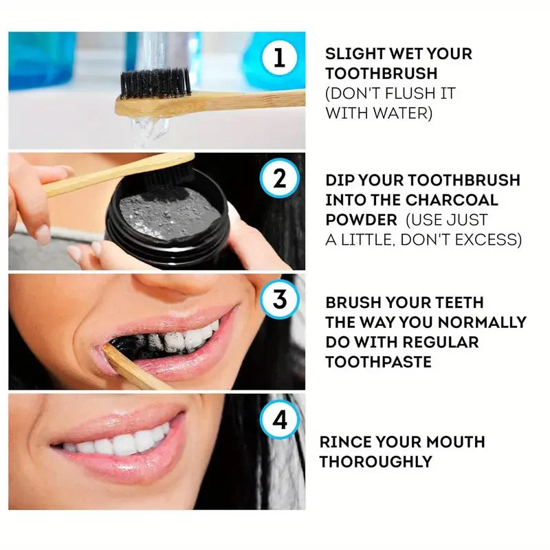 Bamboo Charcoal Teeth Whitening Powder - Natural Whitening and Deep Cleaning for Men and Women, Freshens Breath, Daily Use Toothpaste, 1 Piece